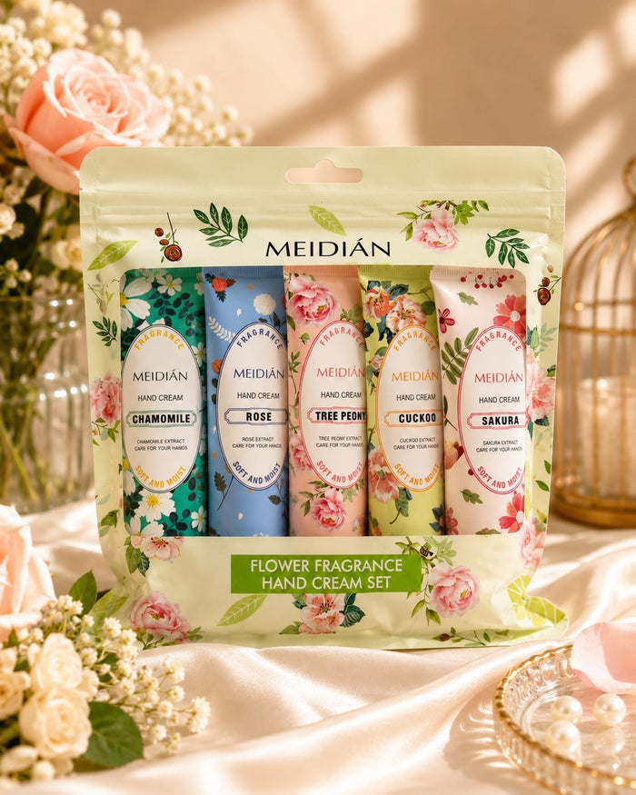 Meidian flower fragrance hand cream set packaged
