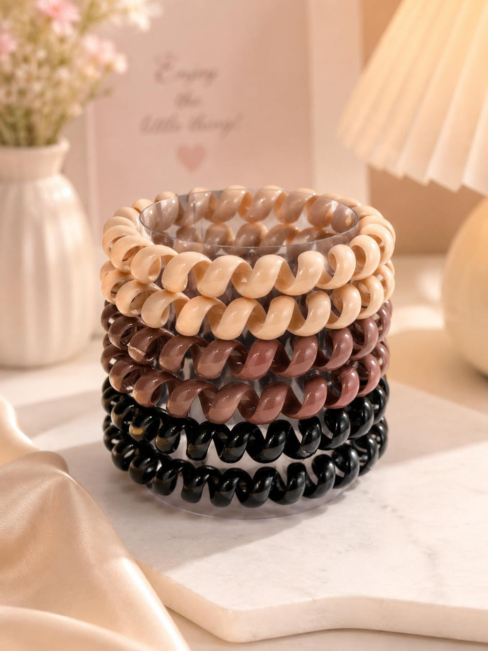 Spiral hair ties nude brown black