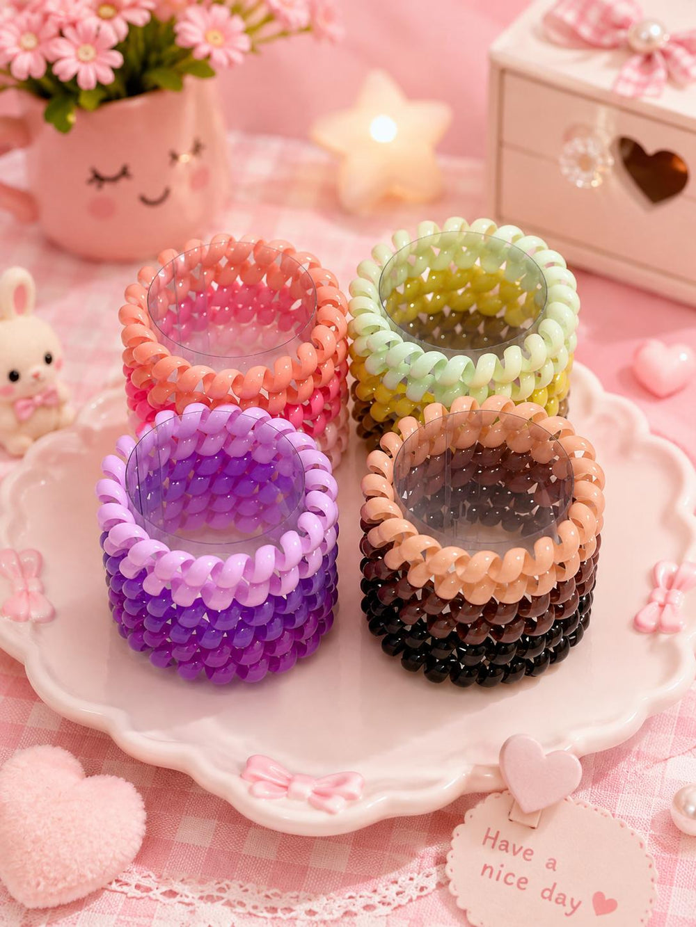 Spiral hair ties pastel mix
