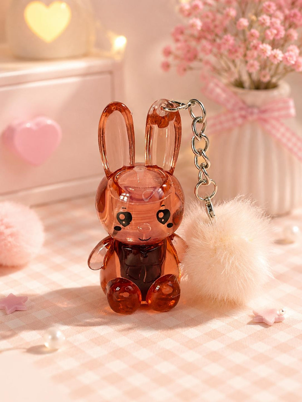 Crystal bunny charm keychain single
