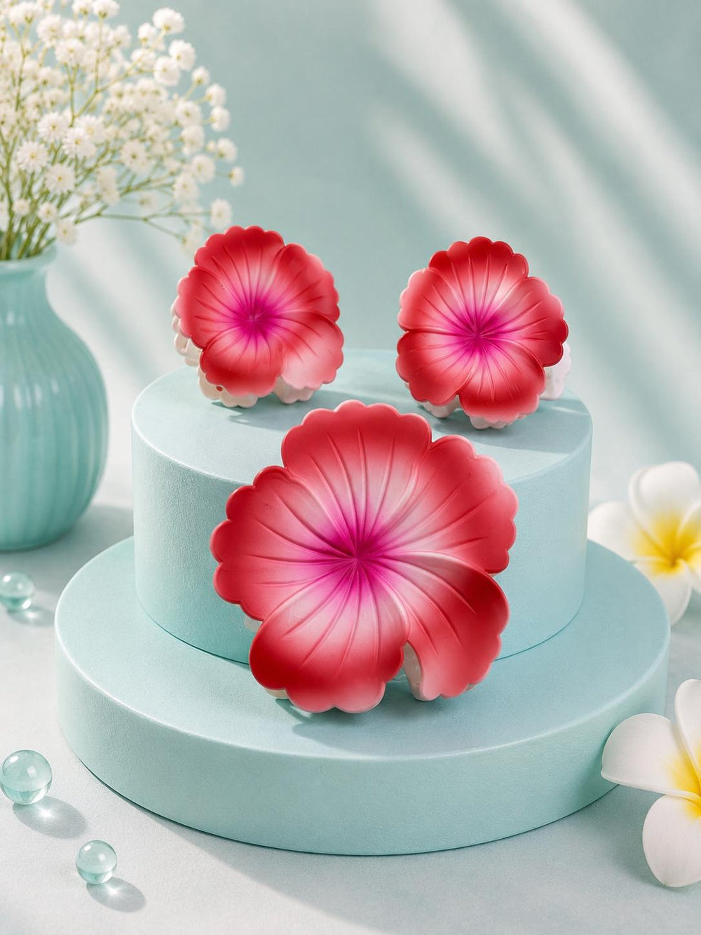 Flower Hair Claw Clip - Red