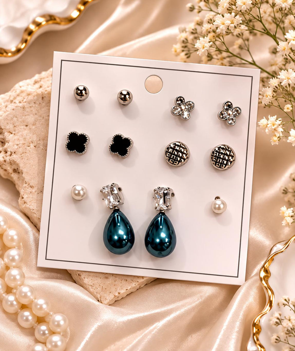 Silver Mixed Earring 6-Pair Set