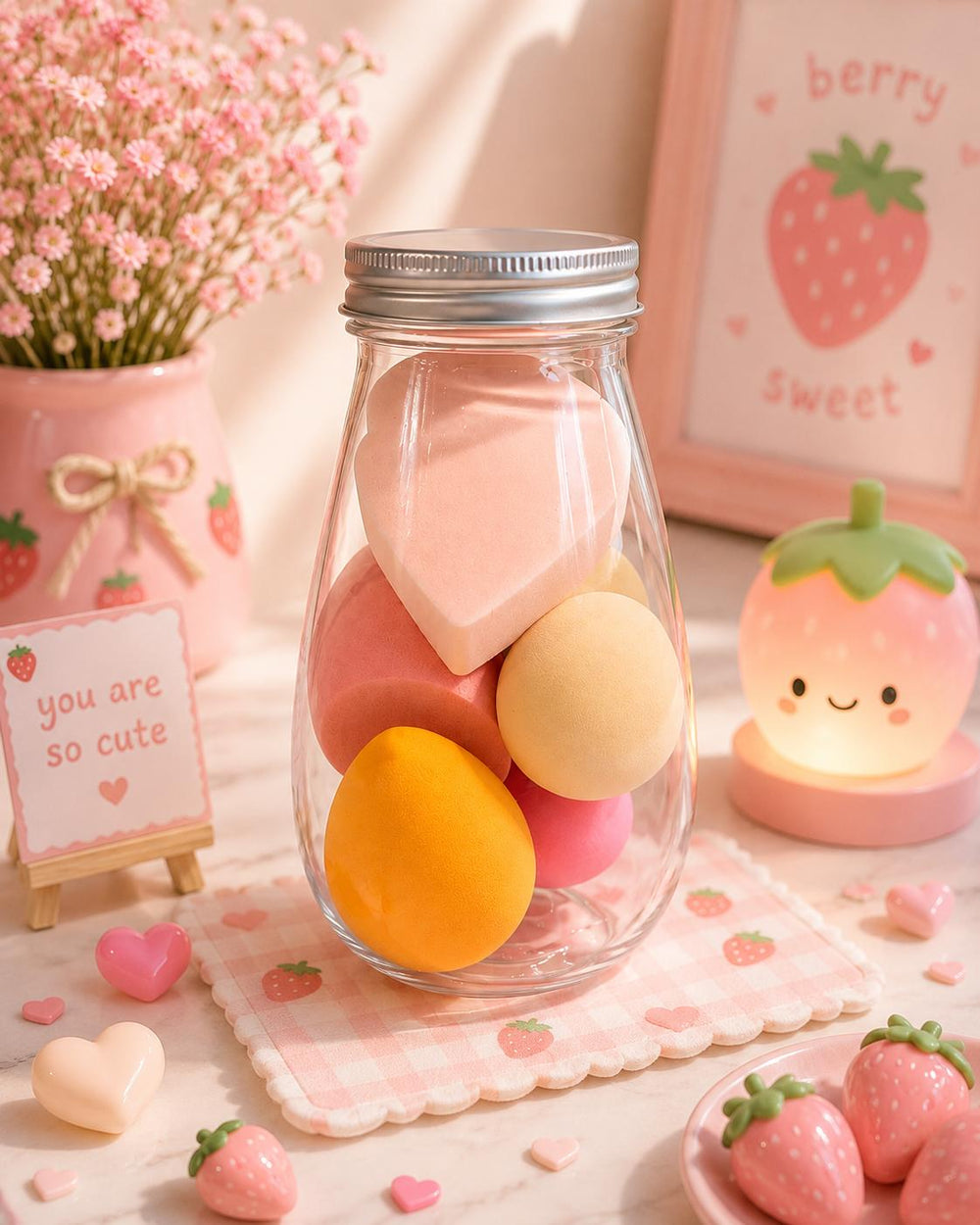 Beauty blender sponges in jar