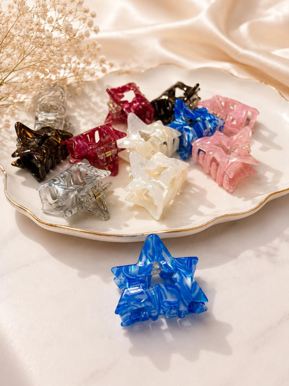 Marble star claw clip pack group angle