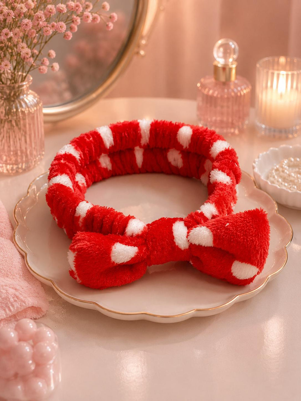 Spa Headband - Red Polka Dot