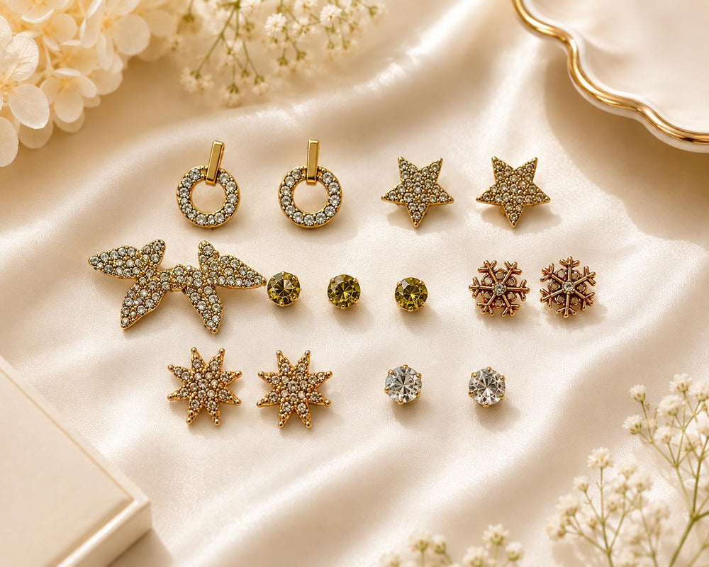 MMJ weekday earrings close flatlay
