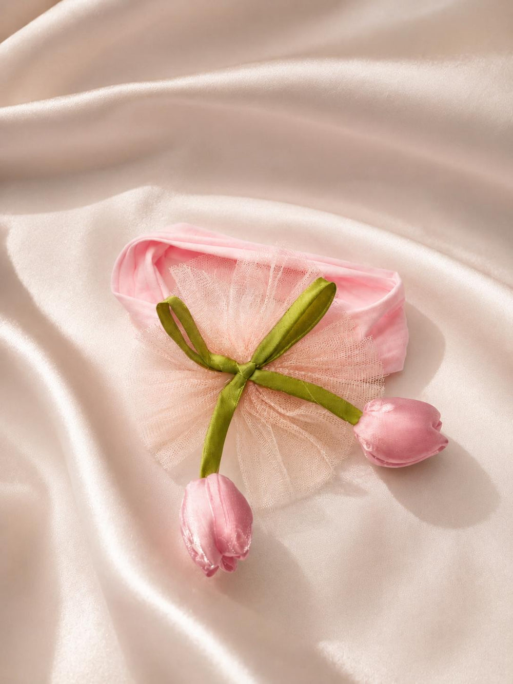 Tulle tulip bow headband pink