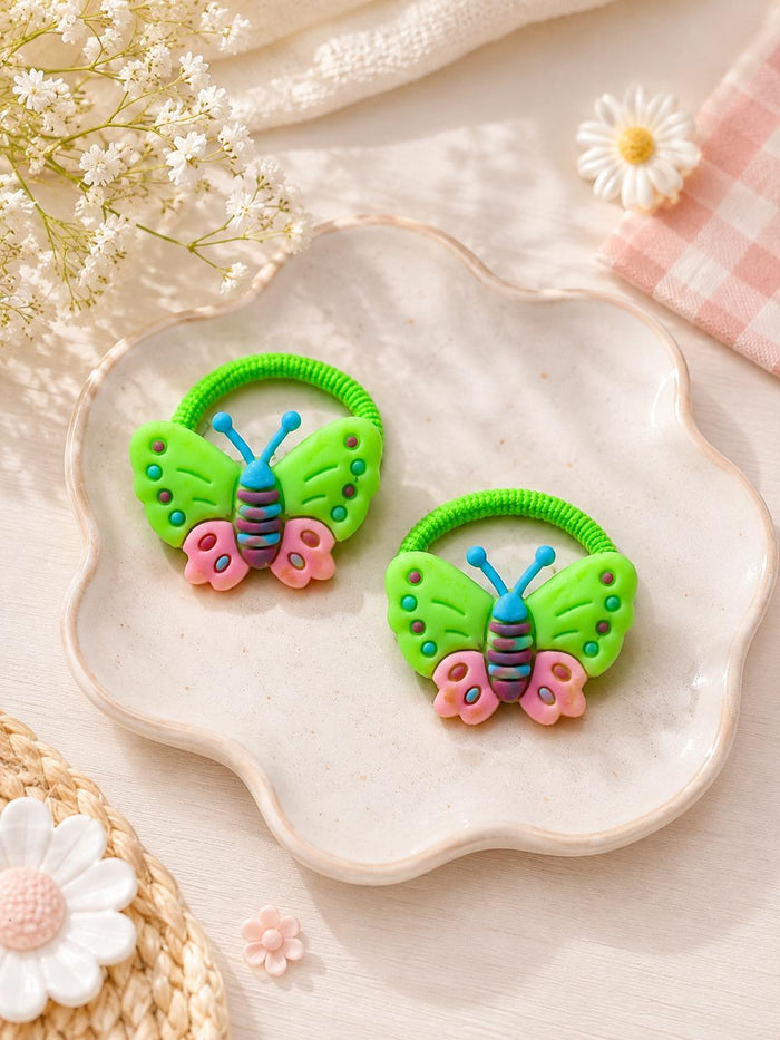 Butterfly hair ties green