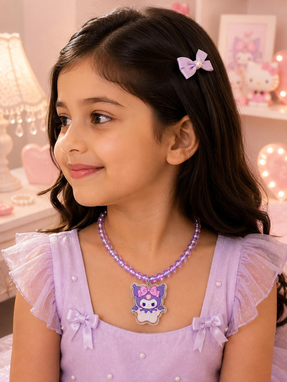 Kuromi necklace on child