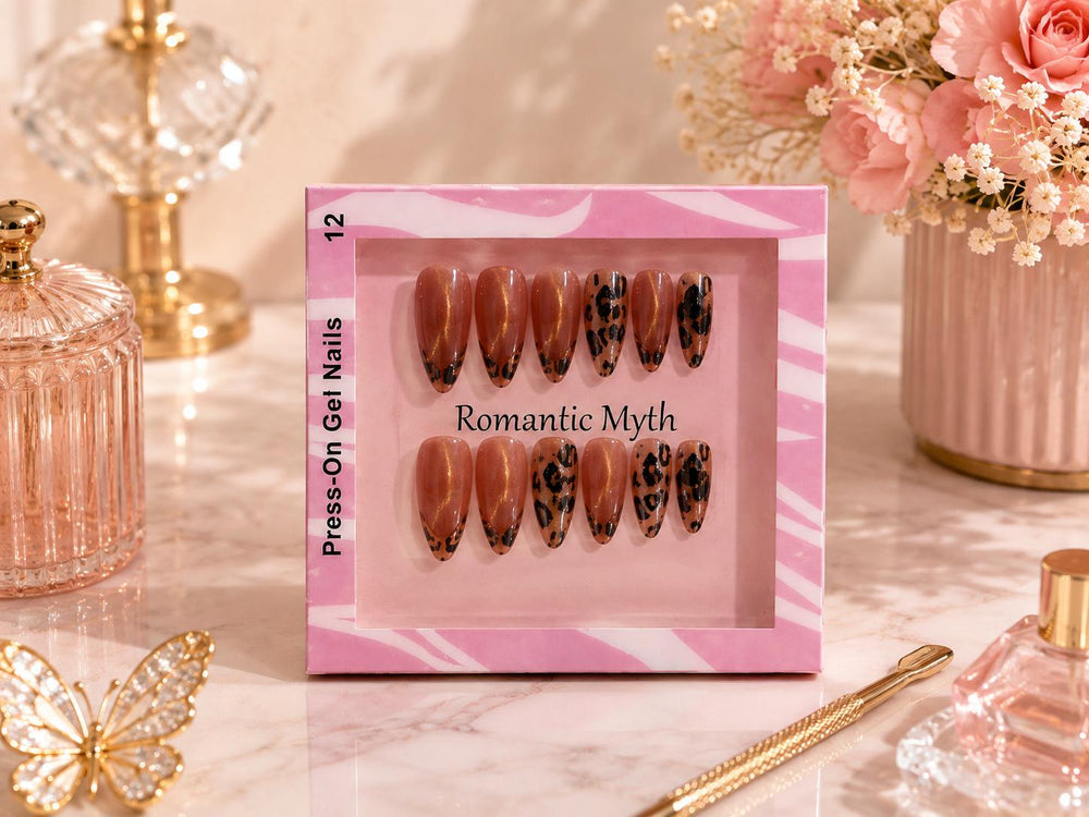 Romantic Myth Leopard Nails - Brown Gold Leopard
