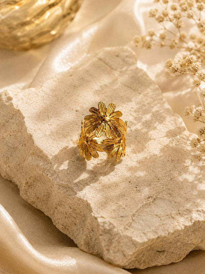 Gold Flower Cluster Ring