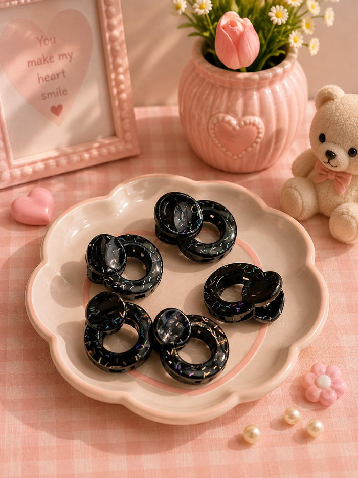 Resin Hair Ring Tie - Black Confetti