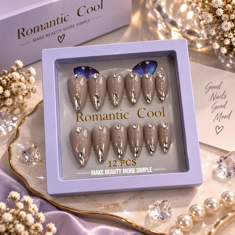 Romantic Cool Press-On Nails 12pcs