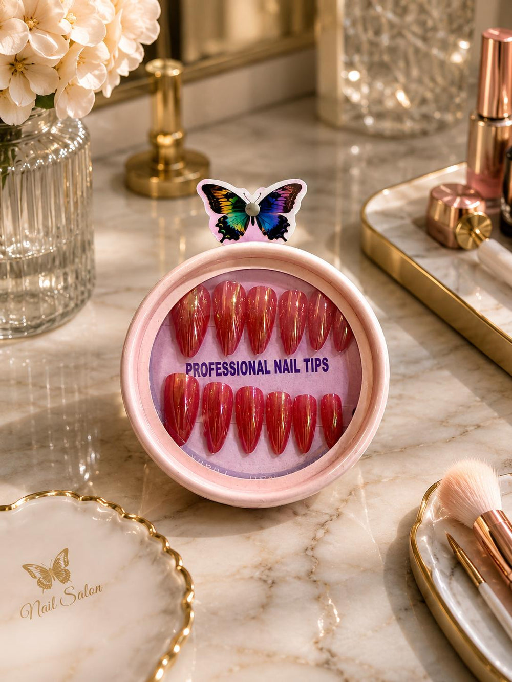 Chrome Almond Press-On Nails - Rose Gold